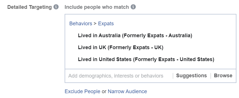 Include Specific Countries Expats in Facebook Ads Manager