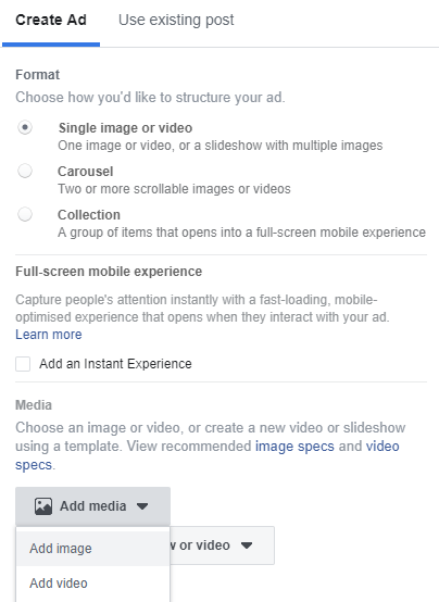 Add Media in Ads Manager