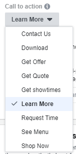 Ads Manager Call To Action (CTA) Buttons