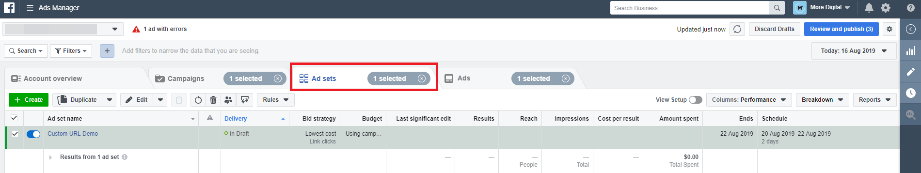 Facebook Ads Manager中Ad Set部份