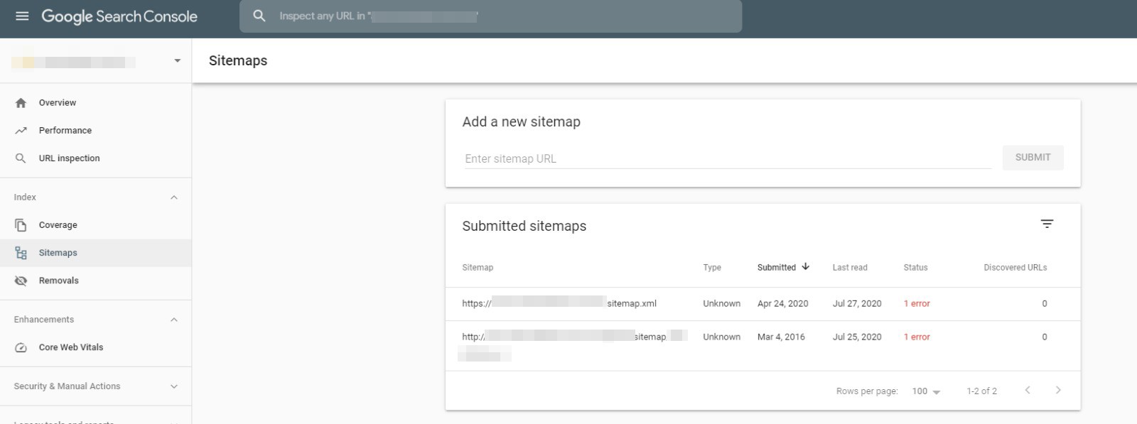 Error on sitemap on Google Search Console