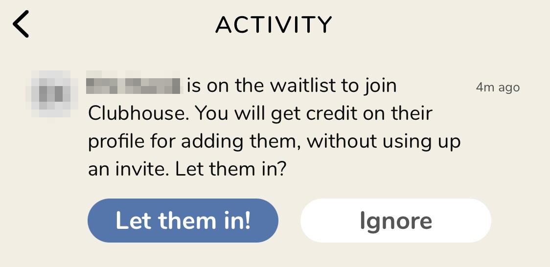 The let you in function of Clubhouse