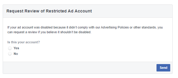 Request Review of Ad Account