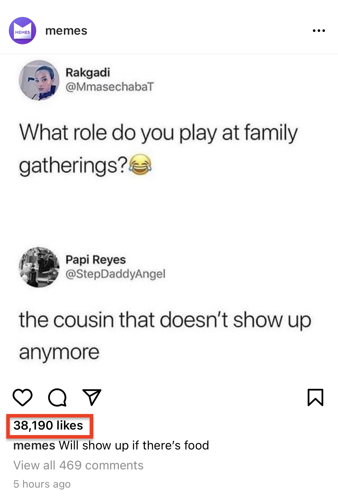 Memes post on Instagram