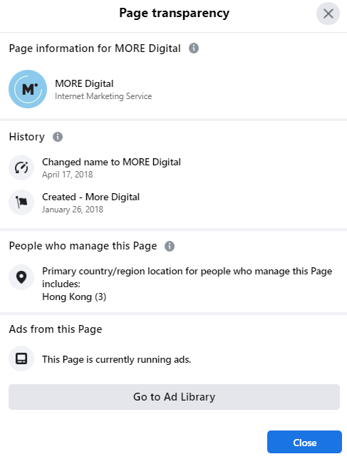 Meta Page Transpaency