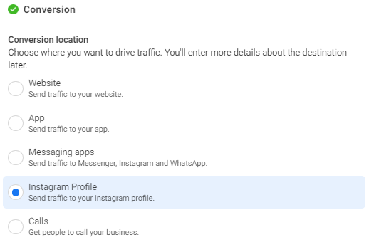 IG profile visit at ads manager