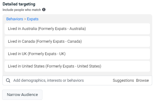 detail targeting - expats